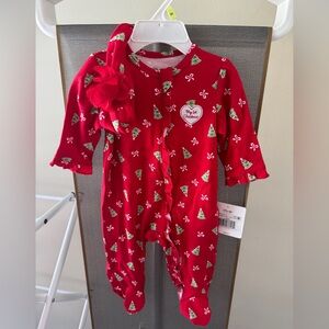 Little Me My first Christmas Baby Onesie with Headband 3M - NWT